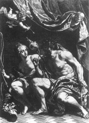 Hercules and Omphale painting by Michel Dorigny