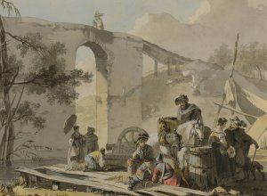 Soldiers And Their Women In An Encampment by Michel Duplessis Oil Painting