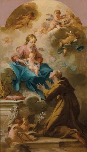 The Virgin and Child appearing to a Franciscan Saint by Michel-Francois Dandre-Bardon Oil Painting