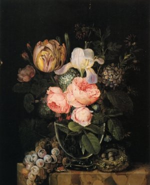 Still Life with Flowers, Grapes and a Bird's Nest