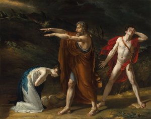 Antigone imploring Oedipus to lift his curse from Polynices by Michel Lambert Oil Painting