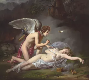 L'amour Et Psyche by Michel Philibert Genod Oil Painting