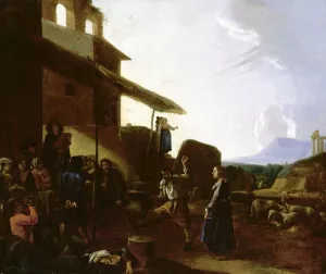 Street Scene in Rome Oil painting by Michelangelo Cerquozzi
