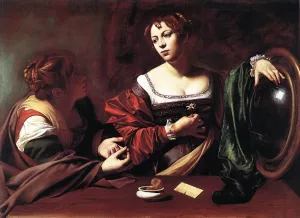 Martha and Mary Magdalene Oil painting by Caravaggio