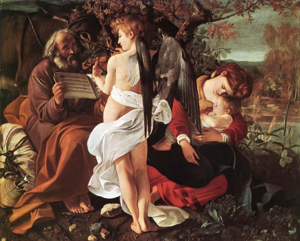 Main Product Photo of Rest on Flight to Egypt Painting by Caravaggio