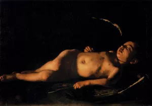 Sleeping Cupid by Caravaggio Oil Painting