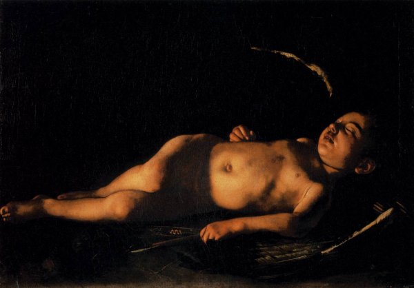 Sleeping Cupid by Caravaggio - Hand-Painted Oil Painting Reproduction