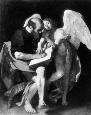 St Matthew and the Angel painting by Caravaggio