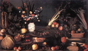 Still-Life with Flowers and Fruit by Caravaggio - Oil Painting Reproduction