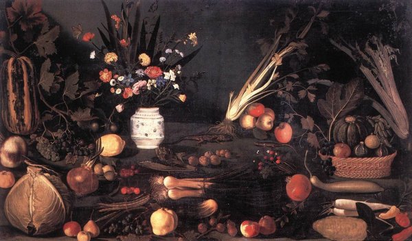 Main Product Photo of Still-Life with Flowers and Fruit Painting by Caravaggio