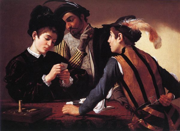Main Product Photo of The Cardsharps Painting by Caravaggio