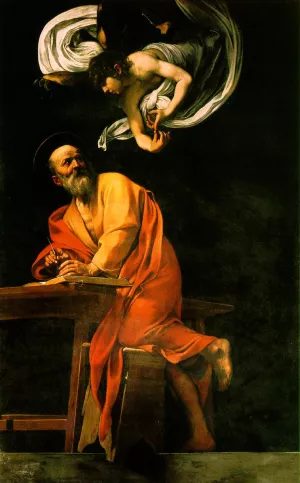 The Inspiration of Saint Matthew by Caravaggio Oil Painting