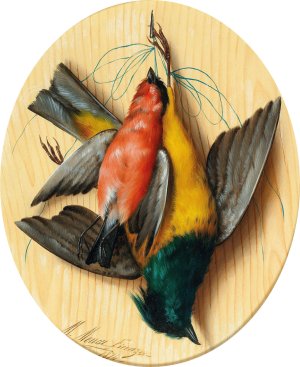 Still Life with Songbirds by Michelangelo Meucci Oil Painting