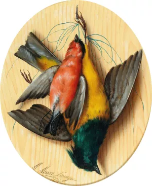 Still Life with Songbirds by Michelangelo Meucci Oil Painting