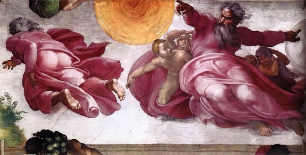 Main Product Photo of Creation of the Sun, Moon, and Plants Painting by Michelangelo