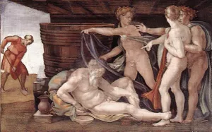 Drunkenness of Noah by Michelangelo - Oil Painting Reproduction