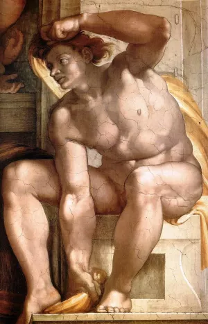 Ignudo 12 by Michelangelo - Oil Painting Reproduction