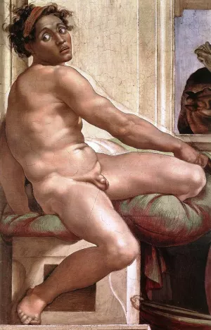 Ignudo 15 by Michelangelo - Oil Painting Reproduction