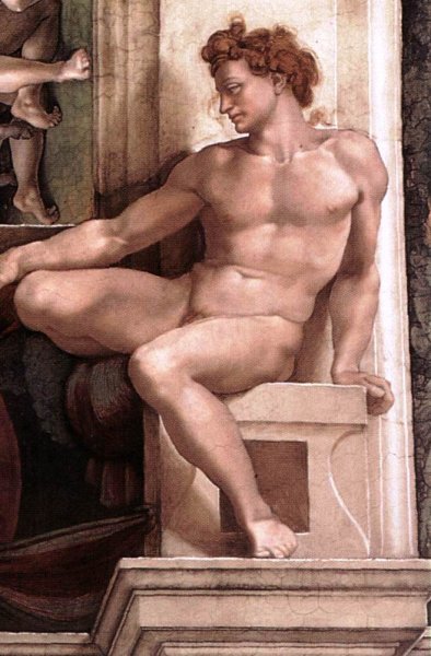 Main Product Photo of Ignudo 16 Painting by Michelangelo