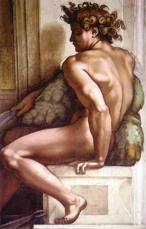 Ignudo 19 by Michelangelo - Oil Painting Reproduction