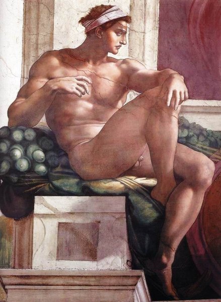 Main Product Photo of Ignudo 3 Painting by Michelangelo