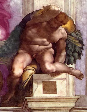 Ignudo 4 by Michelangelo - Oil Painting Reproduction