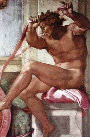 Ignudo 5 by Michelangelo - Oil Painting Reproduction