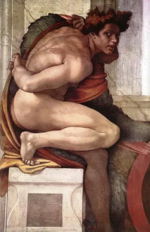 Ignudo 6 by Michelangelo - Oil Painting Reproduction