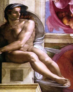Ignudo 7 by Michelangelo - Oil Painting Reproduction
