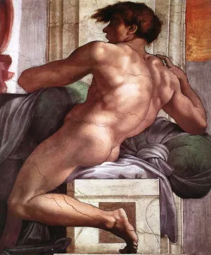 Ignudo 8 by Michelangelo - Oil Painting Reproduction