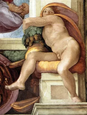 Ignudo 9 by Michelangelo - Oil Painting Reproduction