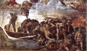 Last Judgment Detail 12 by Michelangelo - Oil Painting Reproduction