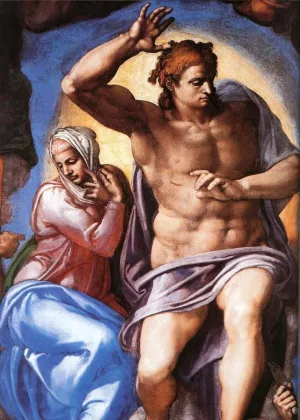 Last Judgment Detail 16 by Michelangelo Oil Painting