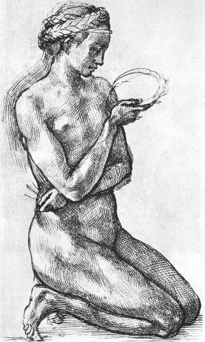 Nude Woman on Her Knees painting by Michelangelo