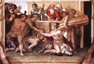 Sacrifice of Noah by Michelangelo Oil Painting