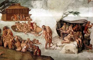 The Great Flood Detail by Michelangelo Oil Painting