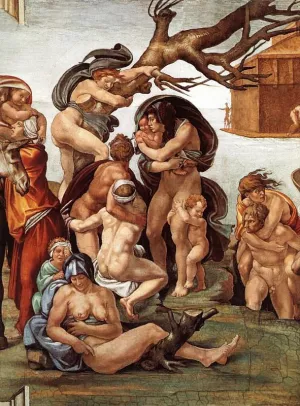 The Great Flood Detail by Michelangelo Oil Painting