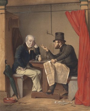 Politics In An Oyster House by Michele Fanoli Oil Painting