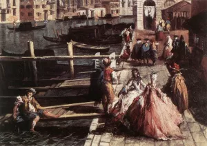 The Grand Canal at San Geremia Detail by Michele Marieschi - Oil Painting Reproduction