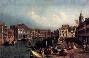 The Grand Canal with the Ca' Rezzonico and the Campo San Samuele by Michele Marieschi Oil Painting