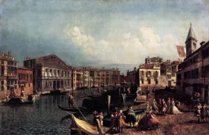 The Grand Canal with the Ca' Rezzonico and the Campo San Samuele by Michele Marieschi - Oil Painting Reproduction