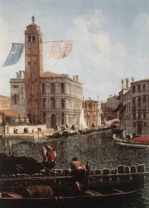 The Grand Canal with the Fishmarket Detail by Michele Marieschi - Oil Painting Reproduction