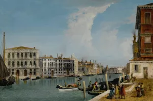 Venice, A View Of The Grand Canal With Ca'Pesaro And Palazzo Foscarini-Giovanelli, From The Campiello Of The Palazzo Gussoni by Michele Marieschi Venice, A View Of The Grand Canal With Ca'Pesaro And Palazzo Foscarini-Giovanelli, From The Campiello Of The Palazzo Gussoni Oil painting by Michele Marieschi