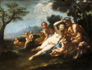 Satyr Crowned by a Nymph Oil painting by Michele Rocca