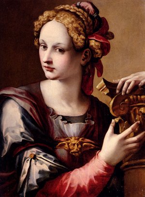 An Allegorical Figure, Possibly a Personification of Architecture or Fortitude by Michele Tosini Oil Painting