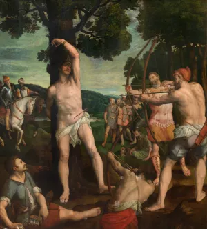 Martyrdom of Saint Sebastian by Michiel Coxie Oil Painting