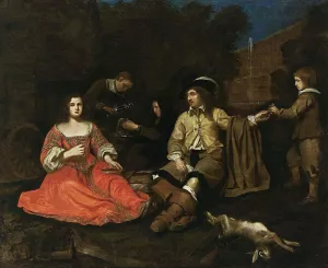 A Hunting Company Resting by Michiel Sweerts - Oil Painting Reproduction
