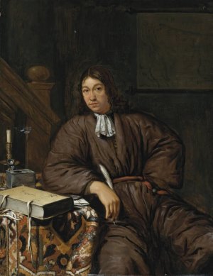 A Gentleman At His Desk by Michiel Van Musscher Oil Painting