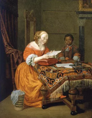 A Young Girl at a Table