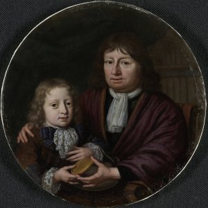 Double Portrait of Isaac Pontanus and Hendrik van Beek by Michiel Van Musscher Oil Painting